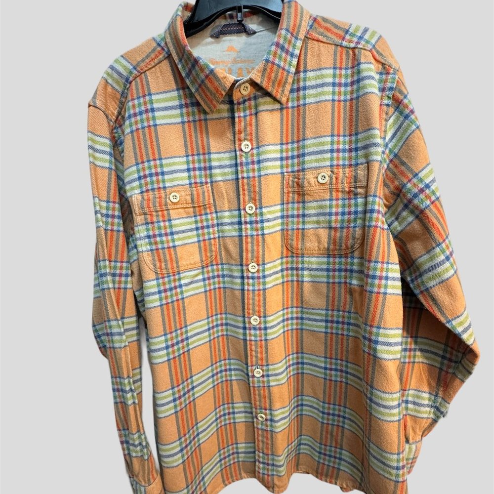 Tommy Bahama size XL plaid 100% cotton flannel shirt